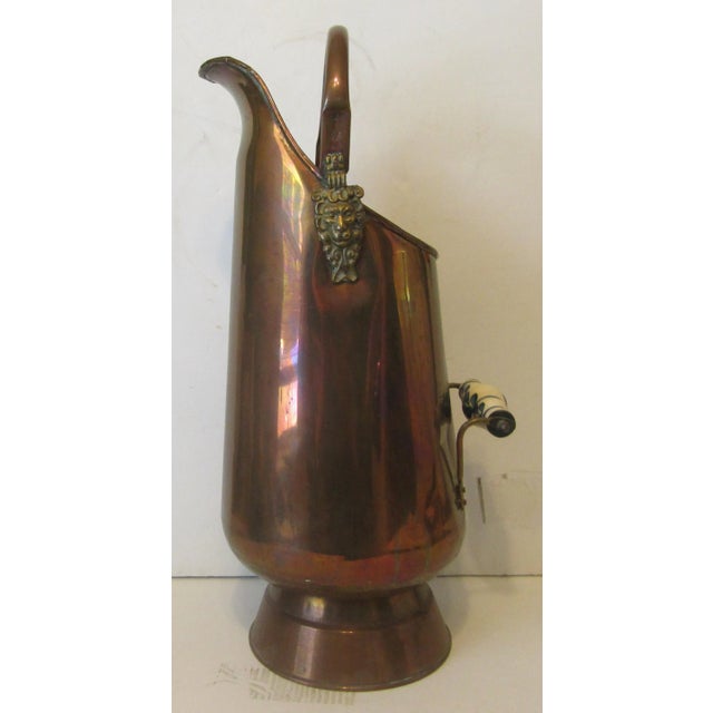 Vintage Moroccan Copper Pitcher With Lion Head Design and Porcelain Handles For Sale - Image 13 of 13