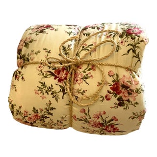 Vintage Retired Lauren Ralph Lauren Sheffields Cottage Roses Twin Comforter Cover Pink Red Green Over Ivory Background For Sale