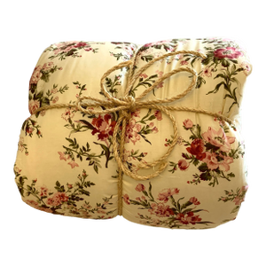 Vintage Retired Lauren Ralph Lauren Sheffields Cottage Roses Twin Comforter Cover Pink Red Green Over Ivory Background