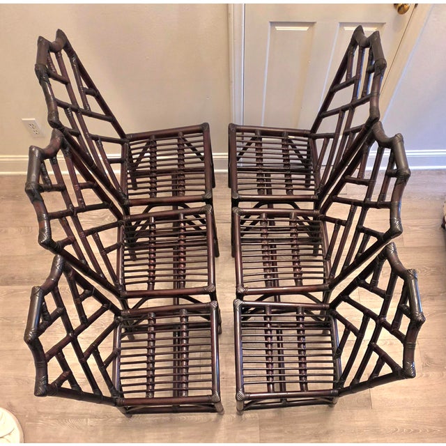 Vintage Chinese Chippendale Organic Bamboo Dining Chairs -Set of 6 For Sale - Image 15 of 18