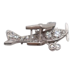Mid 20th Century Bi-Plane Diamond Charm