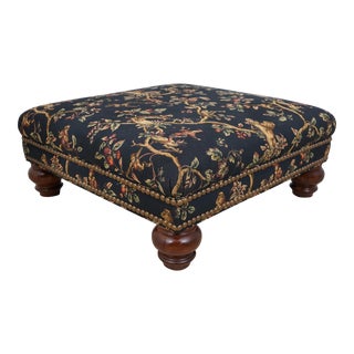 Sherrill Animal Print Large Upholstered Ottoman For Sale