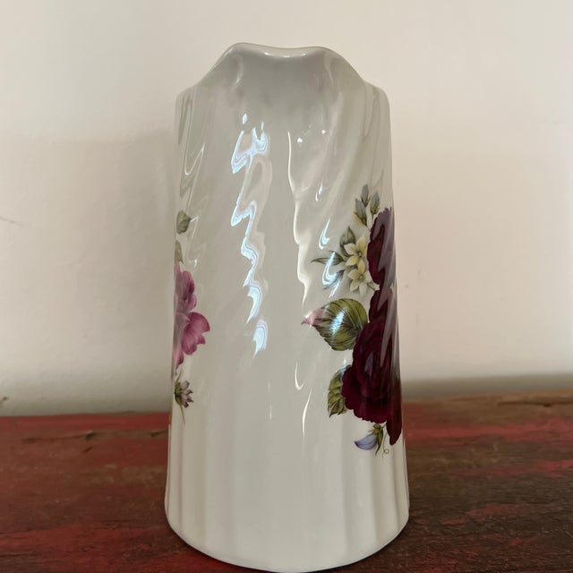 1990s 1990s Victorian Style Rose Patterned English Pitcher / Vase For Sale - Image 5 of 8