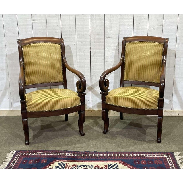 Mahogany Armchairs with Crossbars, 19th Century, Set of 2 For Sale - Image 4 of 18