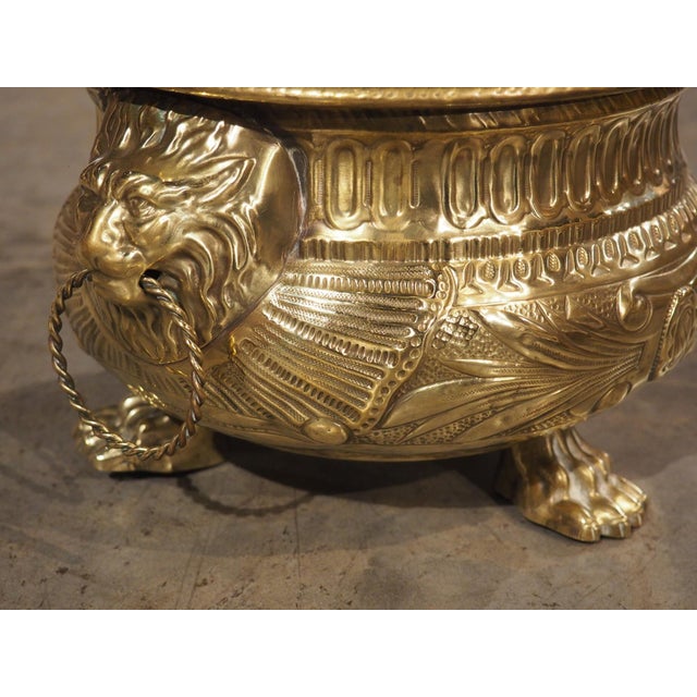 A Polished Circa 1900 French Brass Jardiniere Table Planter For Sale - Image 12 of 14