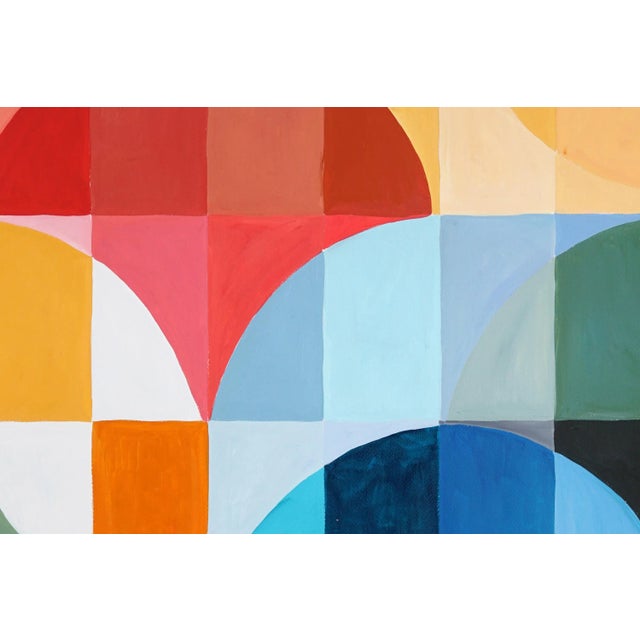 2023, Abstract Geometric Bauhaus Pattern of "Summer Tulips", Acrylic on Watercolor Paper by Natalia Roman For Sale In Miami - Image 6 of 8