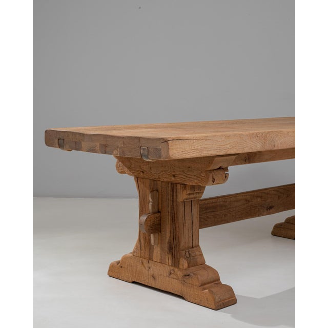 Mid 20th Century 20th Century French Oak Trestle Dining Table For Sale - Image 5 of 18
