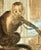 Hand-colored antique copper engraving of monkey in domestic setting, circa 1780. Titled "Le Saï à Gorge Blanche"....
