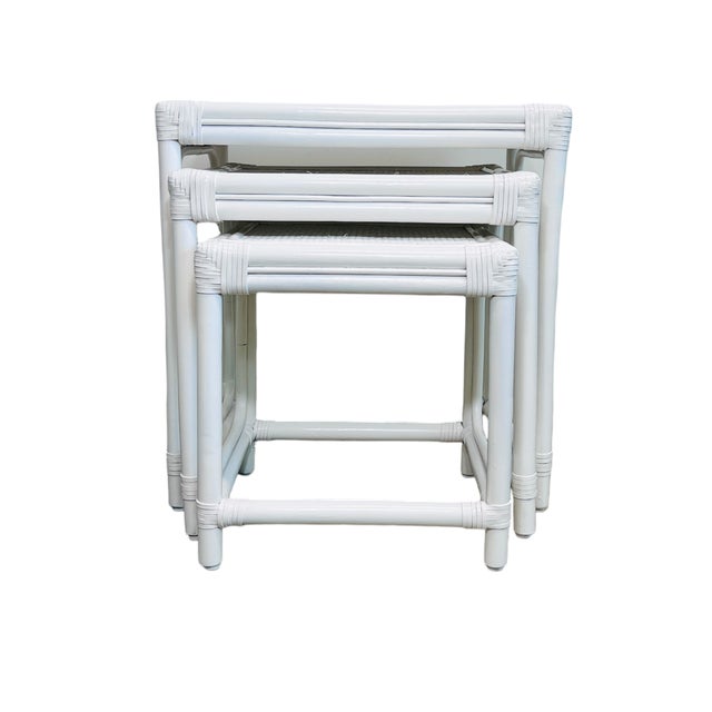 Set 0f 3 Rattan Nesting Tables | Chairish