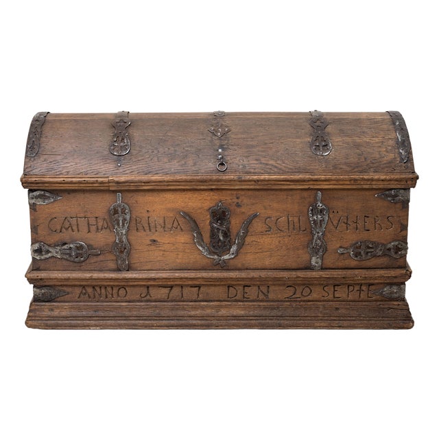 Baroque Domed Chest in Oak, 1717 For Sale