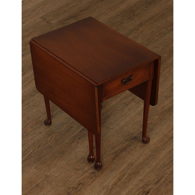 Queen Anne Biggs Queen Anne Style Mahogany Drop Leaf Side Table For Sale - Image 3 of 12