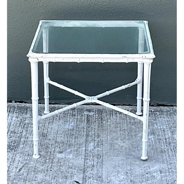 Vintage Brown Jordan “Calcutta” Metal and Glass Side Table For Sale - Image 12 of 13