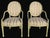 Mid 20th Century Pair of French Louis XVI Style Painted Celadon and Cream Oval Back Fauteuil Armchairs With Floral Stripe Upholstery, Mid 20th Century For Sale - Image 5 of 10
