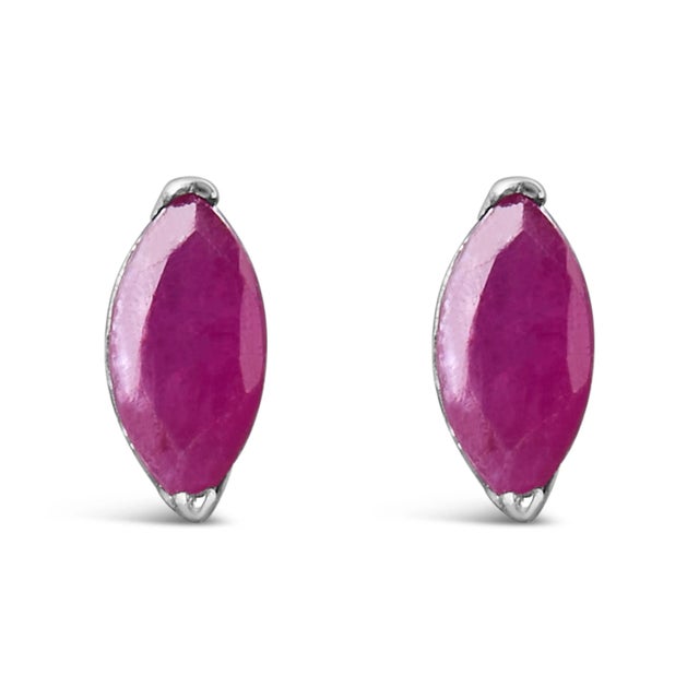 .925 Sterling Silver 1/2 Cttw Created Pink Ruby Gemstone Solitaire Stud Earrings For Sale