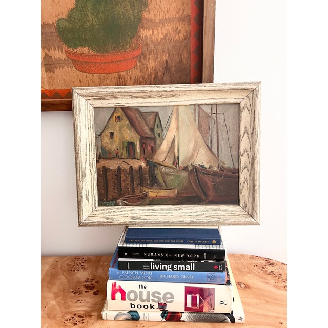 Coastal Oil Painting Signed 1959 For Sale - Image 4 of 16