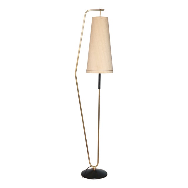 Large Floor Lamp with Shade, 1950s For Sale