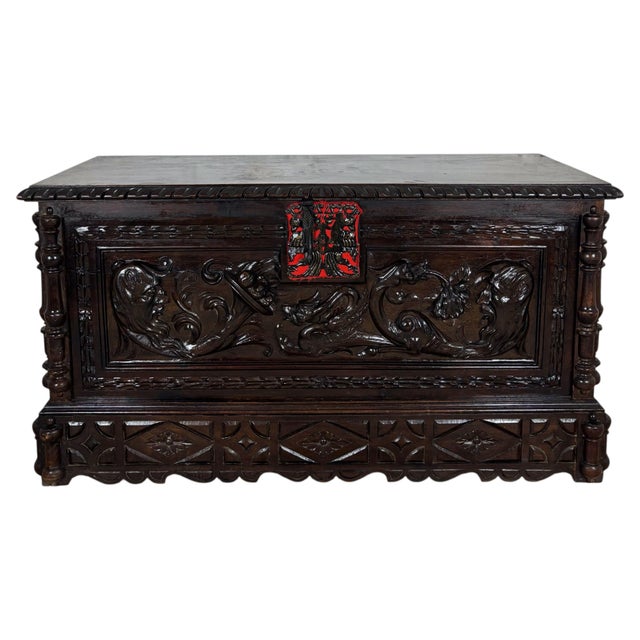 Spanish Renaissance Carved Storage Chest with Lift Top, Late 19th Century For Sale - Image 12 of 12