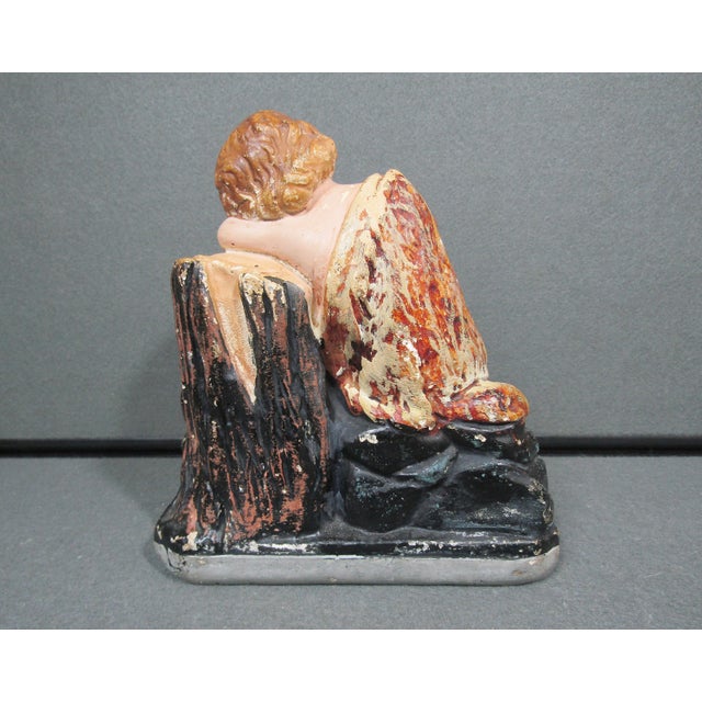 Sculpture Materials Antique Chalkware St. John the Baptist With Lamb Sculpture For Sale - Image 7 of 9