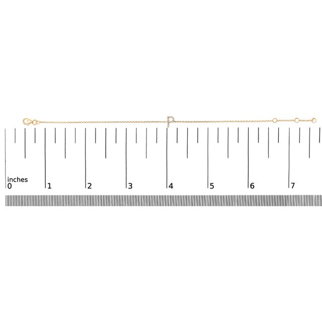 10K Yellow Gold Diamond Accent "P" Initial Charm and Link Bracelet For Sale In New York - Image 6 of 6