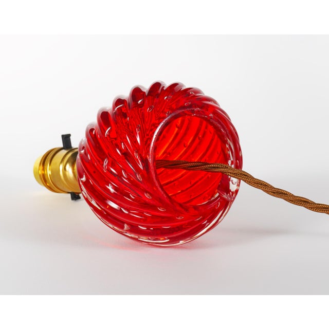 Red Bullicante Murano Glass Table Lamps by Archimede Seguso, 1960s, Set of 2 For Sale - Image 3 of 5