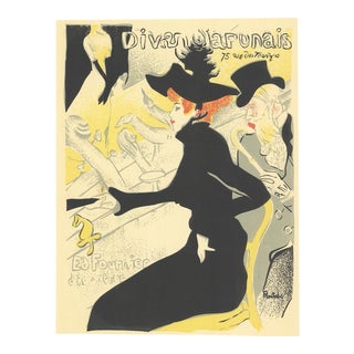 1954 Henri De Toulouse-Lautrec 'Divan Japonais' Art Nouveau Black & White,Yellow France Lithograph For Sale