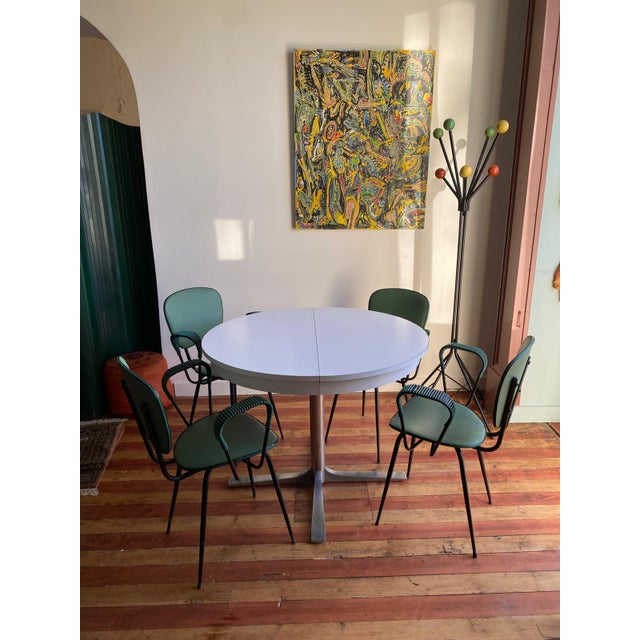 Jacques Hitier Vintage Green Chairs by Jacques Hitier, 1960, Set of 4 For Sale - Image 4 of 9