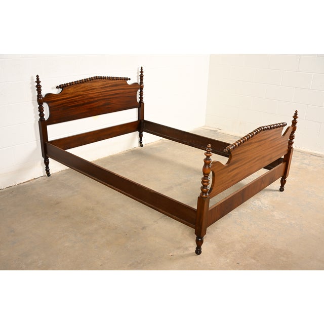 Berkey & Gay Berkey & Gay Antique Early American Carved Mahogany Full Size Bed, Circa 1920s For Sale - Image 4 of 14