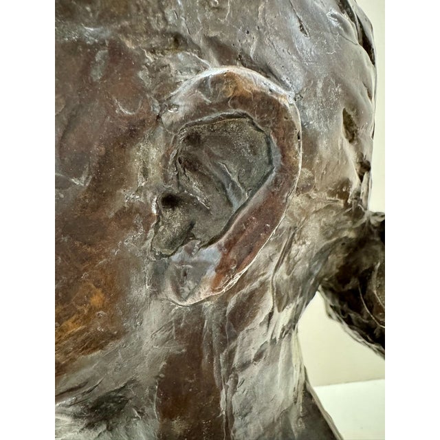 Brown 1960s Larry Mohr Dark Bronze Bust Sculpture Signed From Artist Estate For Sale - Image 8 of 11