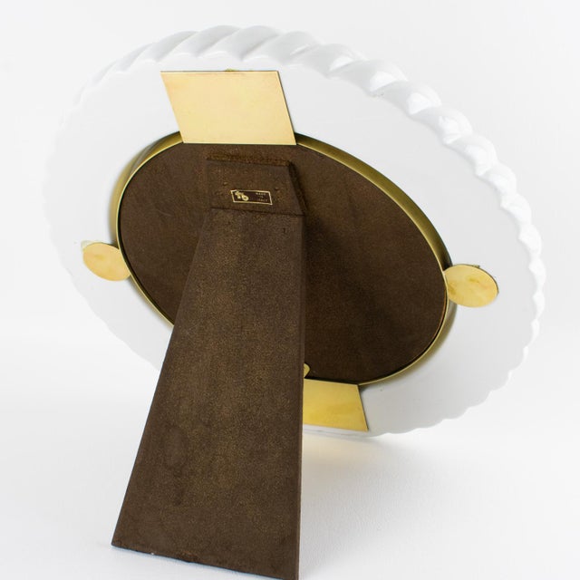 Tommaso Barbi Tommaso Barbi White Ceramic and Gilded Brass Picture Frame For Sale - Image 4 of 10