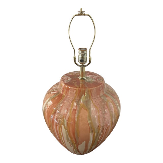 1990s Glazed-Drip Mid-Century Modern Lamp For Sale
