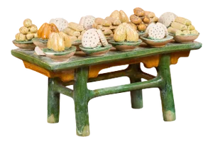 16th Century Ming Dynasty 15th or Chinese Glazed Terracotta Funeral Table Mingqi