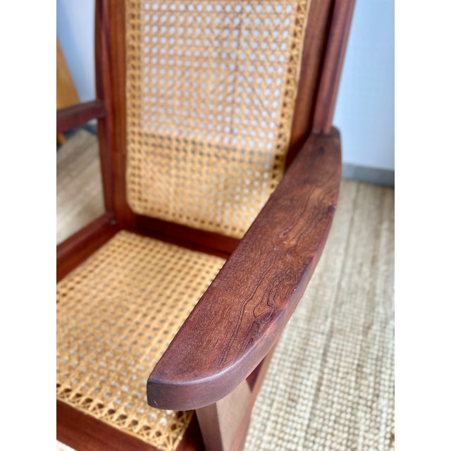 Modern Armchair in Teak and Caning, 1950s For Sale - Image 4 of 8