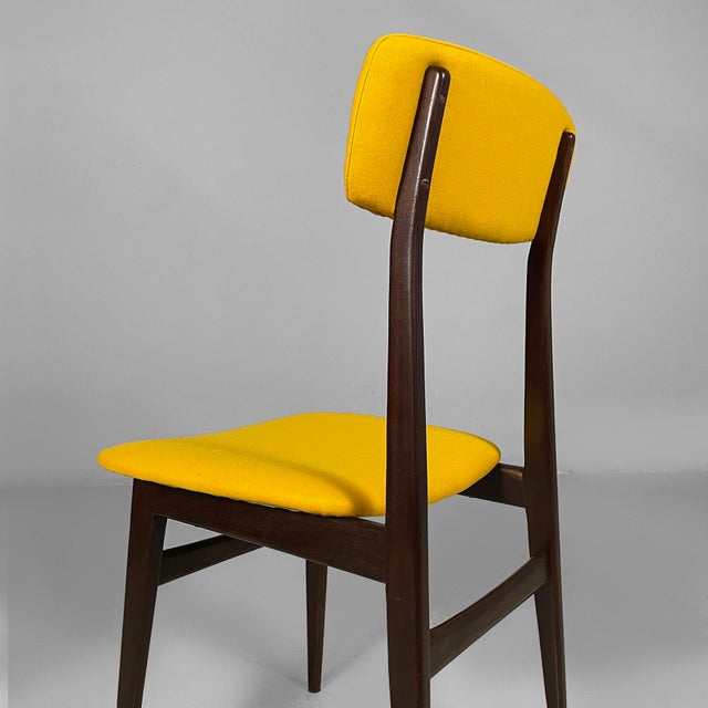 Mid-Century Modern Italian Chairs in Wood and Yellow Fabric, 1960s, Set of 6 For Sale - Image 12 of 17