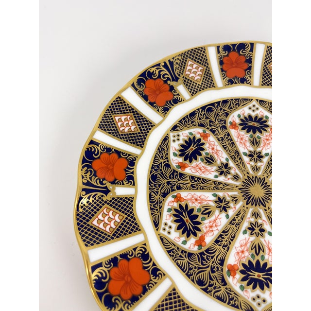 Ceramic 1980s Royal Crown Derby Old Imari 1128 Fluted Dessert Plate For Sale - Image 7 of 11