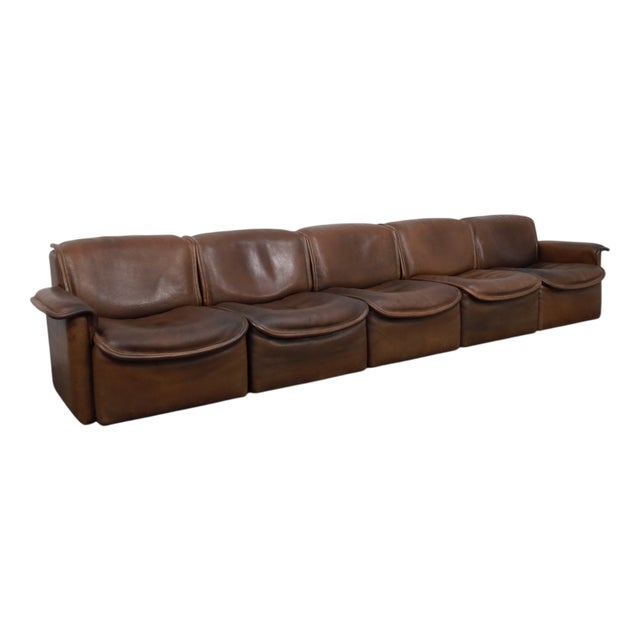 Vintage DS-12 Modular Leather Sofa from de Sede, 1970s, Set of 5 For Sale