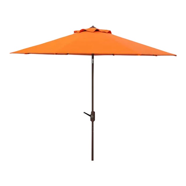 Outdoor UV Resistant Ortega 9 ft Auto Tilt Crank Umbrella - Orange For Sale