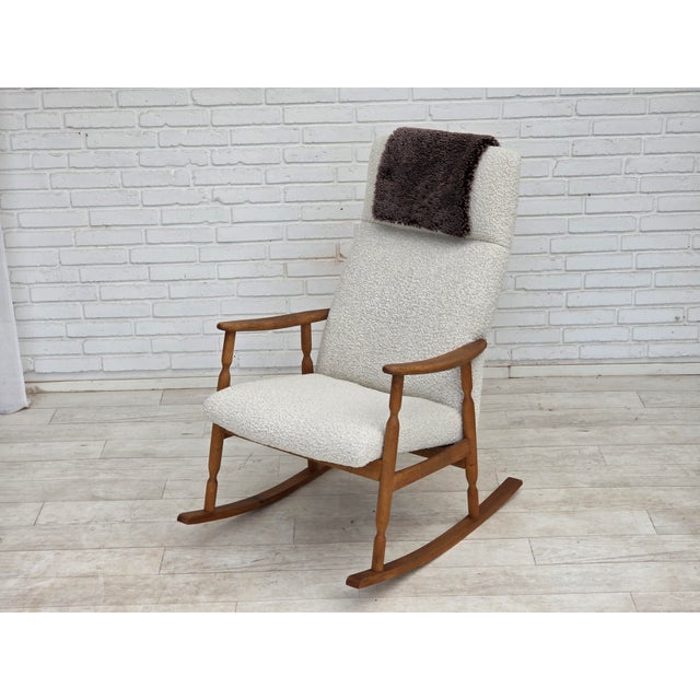 Vintage Scandinavian High-Backed Rocking Chair, 1970s For Sale - Image 11 of 18