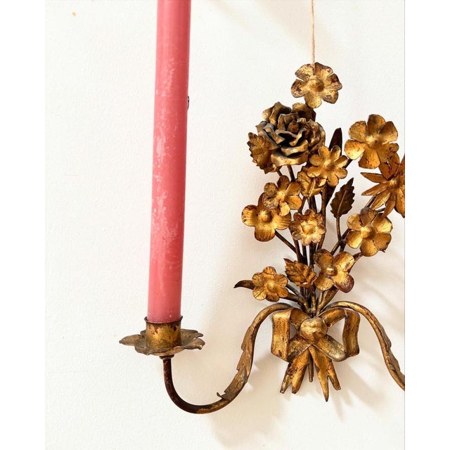 French Gilt Toleware Sconces, Set of 4 For Sale - Image 9 of 11