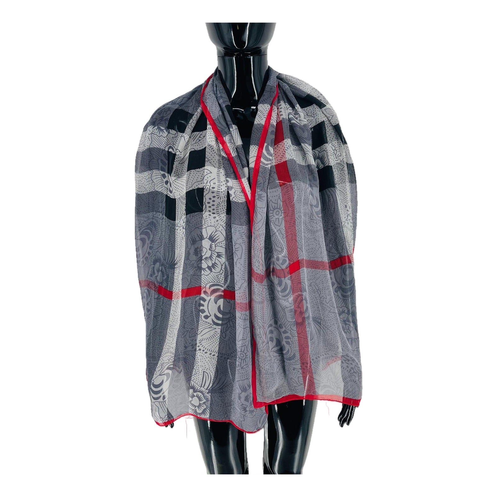 Burberry Grey Printed 100% Silk Scarf | Chairish