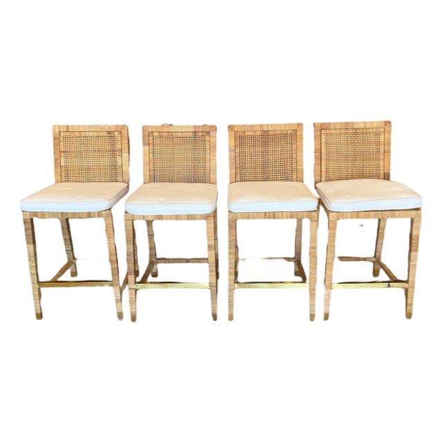 Serena and LIly Balboa Caned Counter Stools Set of 4 For Sale
