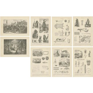 Illustrations of Johann Heck and Daniel Brinton, Various Scenes, Figures and Objects of North America, 1886, Prints, Set of 8 For Sale