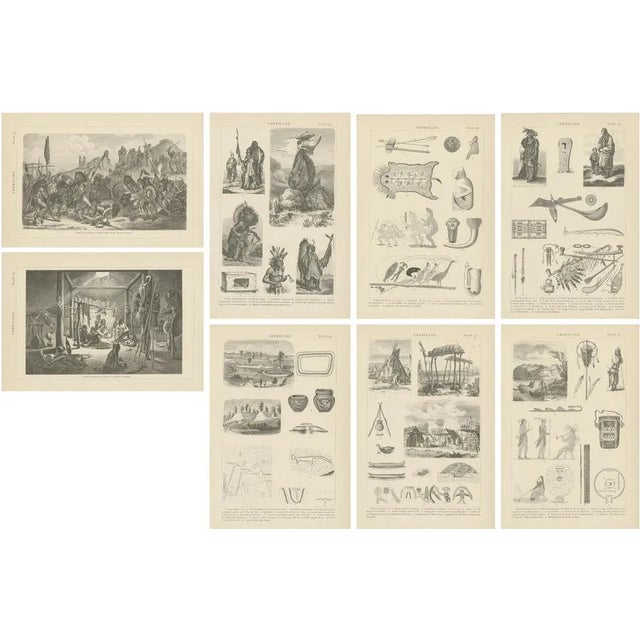 Illustrations of Johann Heck and Daniel Brinton, Various Scenes, Figures and Objects of North America, 1886, Prints, Set of 8 For Sale
