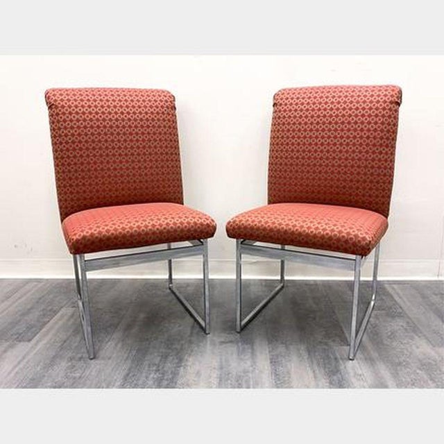 Modern Modern Set 6 Chrome & Upholstered Baughman Style Dining Chairs For Sale - Image 3 of 12