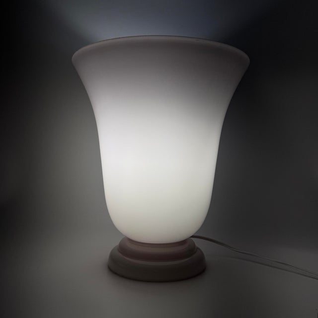 Pink Vintage French Pink Opaline Cased Glass Tulip Table Lamp Art Deco For Sale - Image 8 of 10