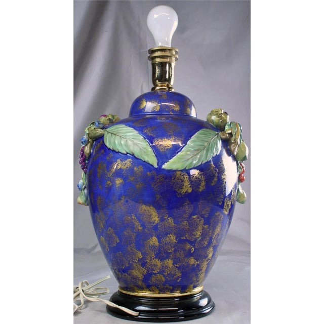Italian Hand-Painted Majolica Table Lamp For Sale - Image 10 of 13