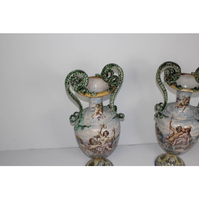 Italian Faience Hand-Painted Urns For Sale In Los Angeles - Image 6 of 9
