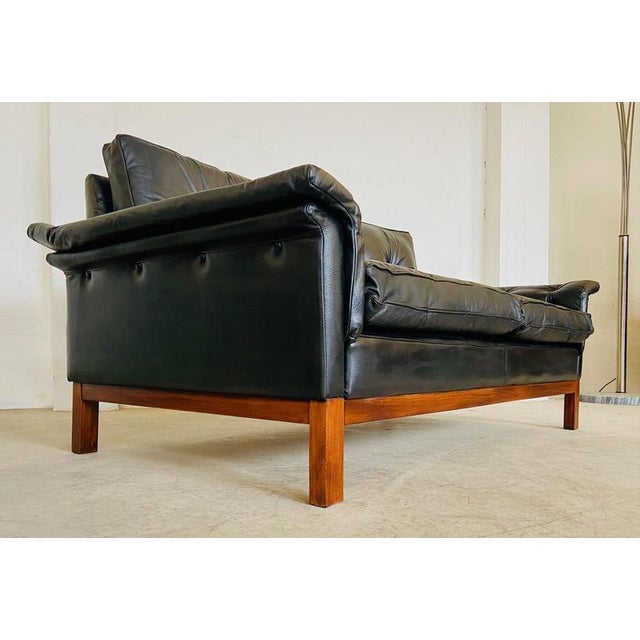Vintage Scandinavian Black Buttoned Leather Sofa from Ikea, 1960s For Sale - Image 13 of 18