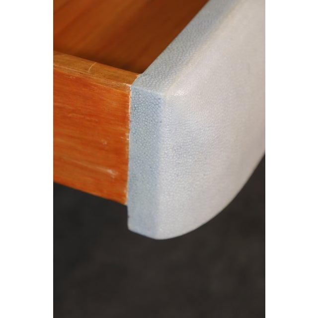 Art Deco Style Maitland Smith Brass Shagreen Printed Leather Desk For Sale - Image 11 of 13