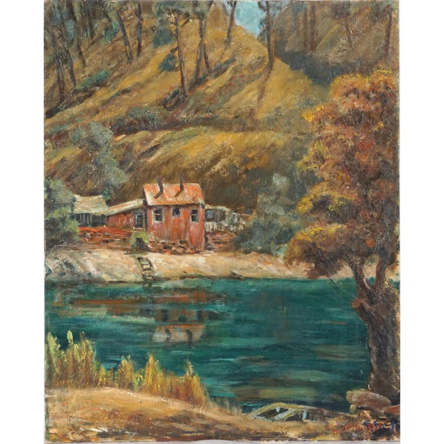 Mid Century Autumnal Yosemite Landscape -- Miner's Shack on Tuolumne River by n.c. McNickle For Sale - Image 4 of 4