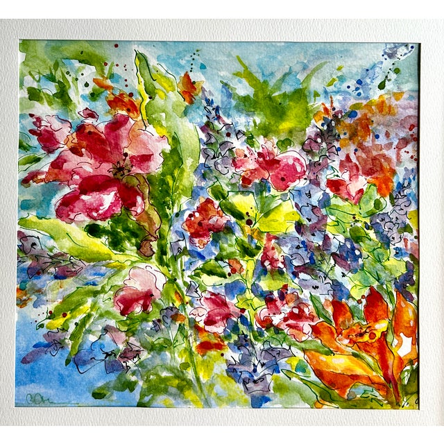 Abstract Giclee Print of the Watercolor Painting Ink and Wash “Lillies” For Sale - Image 3 of 9